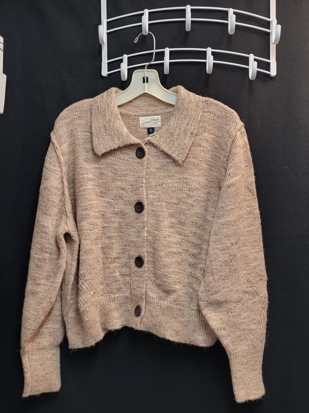 Universal Thread Taupe Button-Up Collar Knit Cardigan